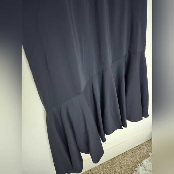 AKRIS Punto women's navy blue cap sleeve flowy angled dress | size 12 - Picture 2 of 9